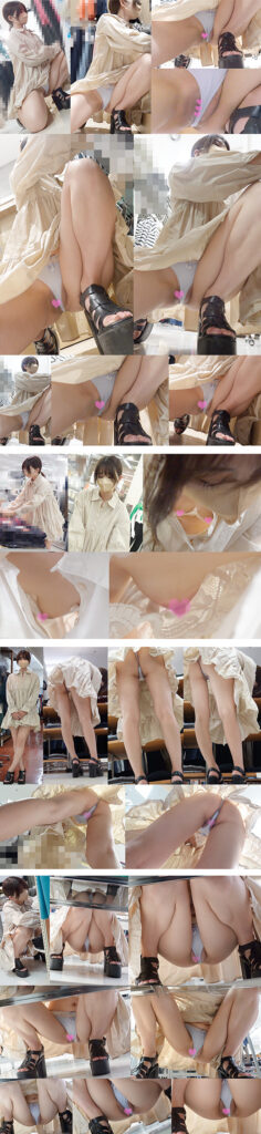 Tバックが食い込み陰部がはみ出る大開脚！乳首も透けて丸見えの美人店員を全身堪能！パンチラ盗撮2